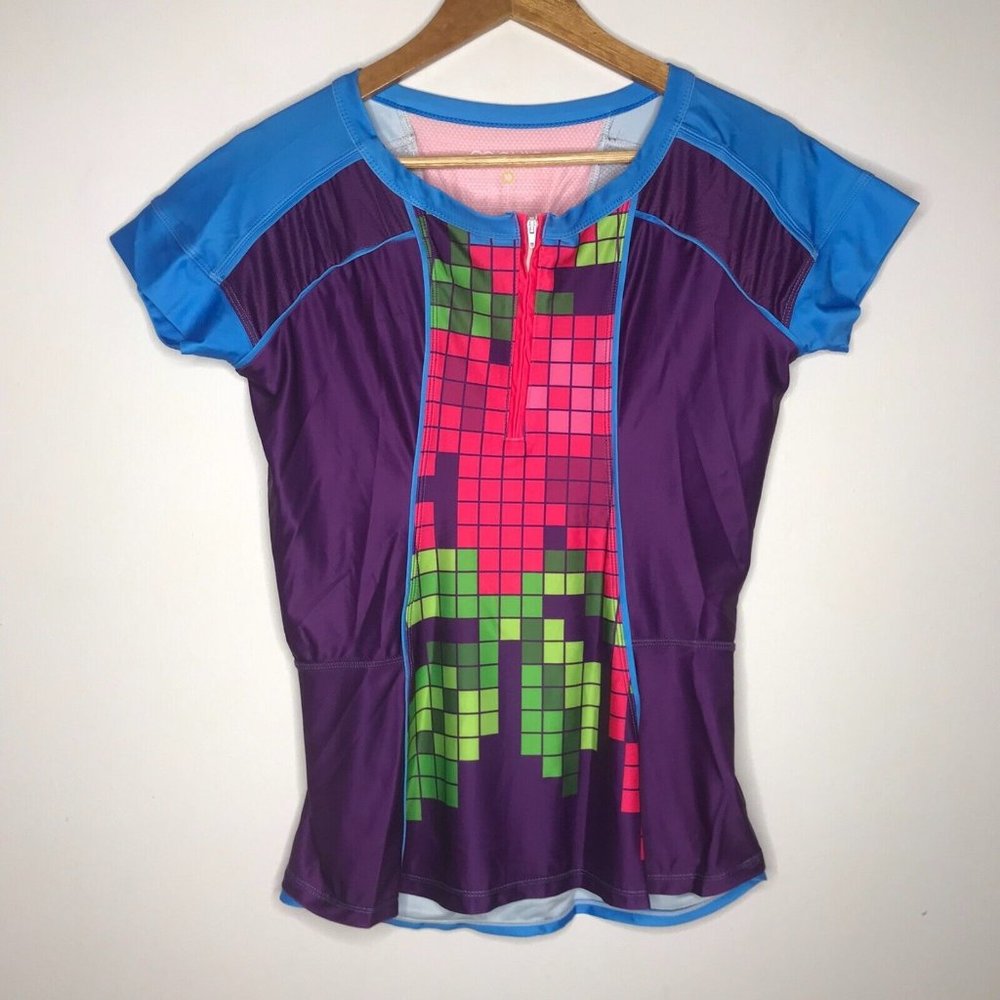 Women's Moxie Cycling Jersey Top Size Medium Purple Pink Blue New